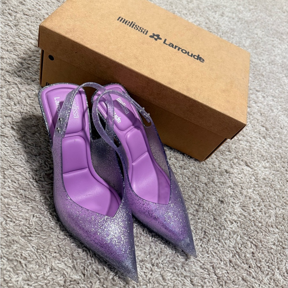 Melissa x Larroude Cinderella Glitter PVC Slingbacks
